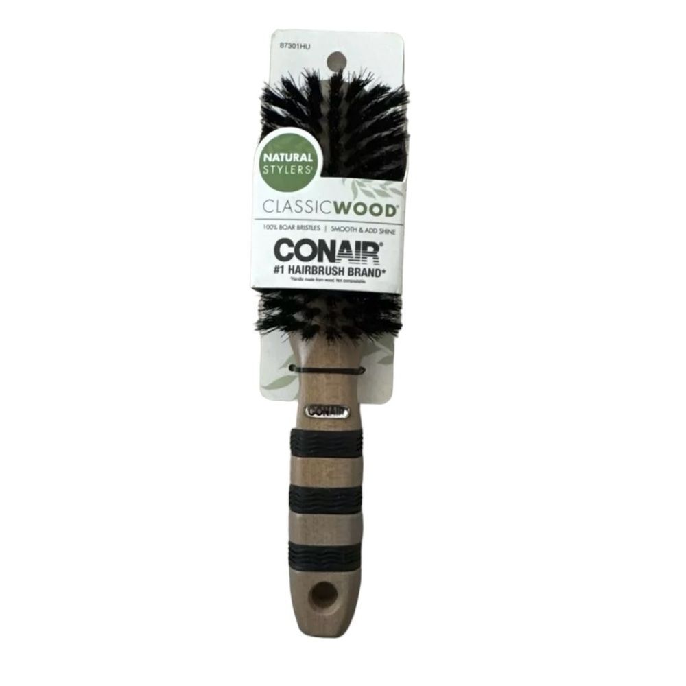 Conair-Classic Wood-Bristle Brush-Natural Stylers-100%BOAR BRISTLES NEW